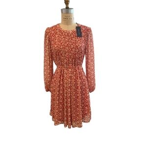 Tommy Hilfiger Red Georgette Print Boho Midi Dress